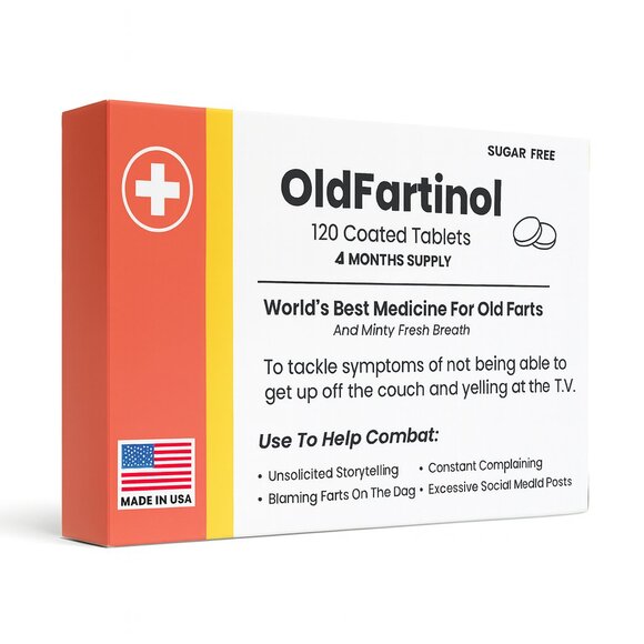 Novelty Prank Medicine Box OldFartinol Funny Prescription Gag Gift Exchange Xmas - Picture 8 of 13